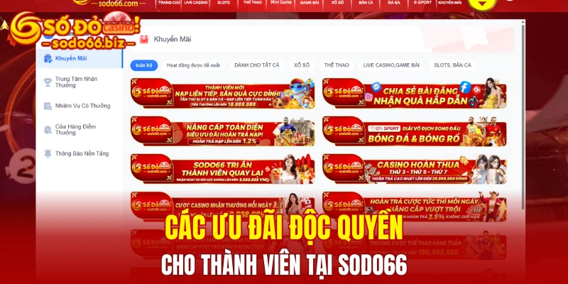 Quyền Lợi Thành Viên 3 Các ưu đãi độc quyền cho thành viên tại Sodo66